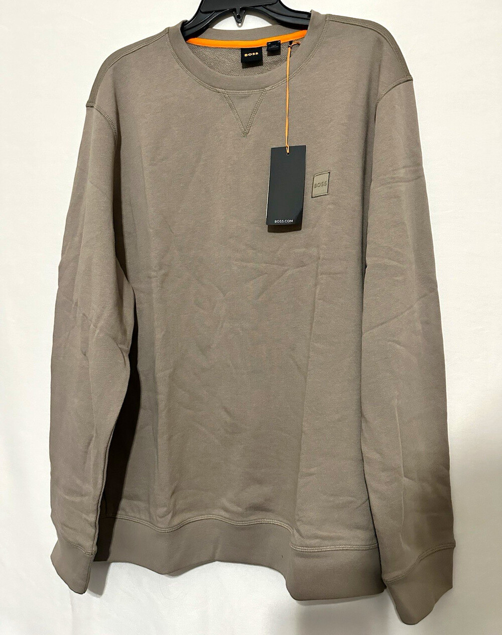 BOSS Men’s Gray Crew Neck Pullover Sweatshirt Logo Patch 2XL 50509323